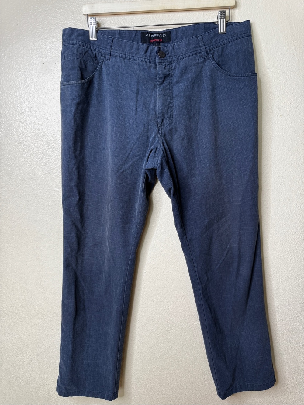 ALBERTO Pants Mens 54 Blue Ceramica Modern Fit Stretch Casual Flat Front